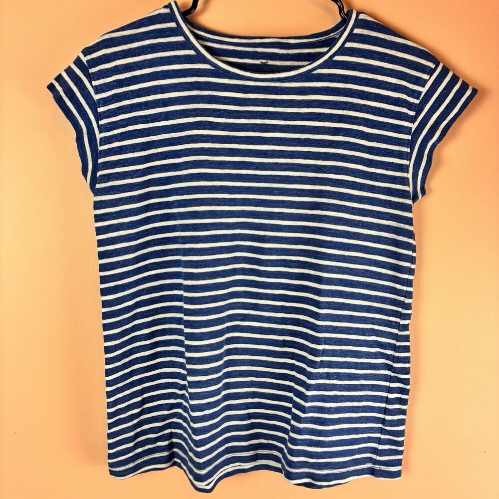 Talbots Women’s Medium Petite Blue White Striped Cotton Shirt